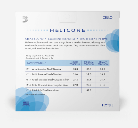 D'Addario Helicore Cello String Set - Medium